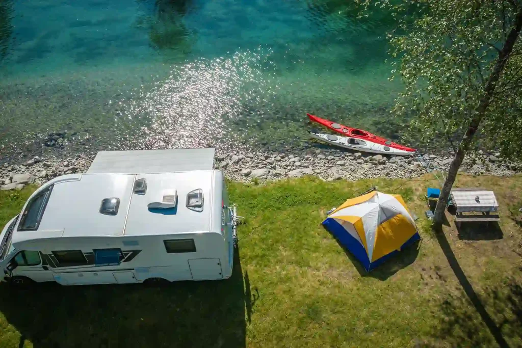 Camping near lake