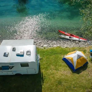 Camping near lake